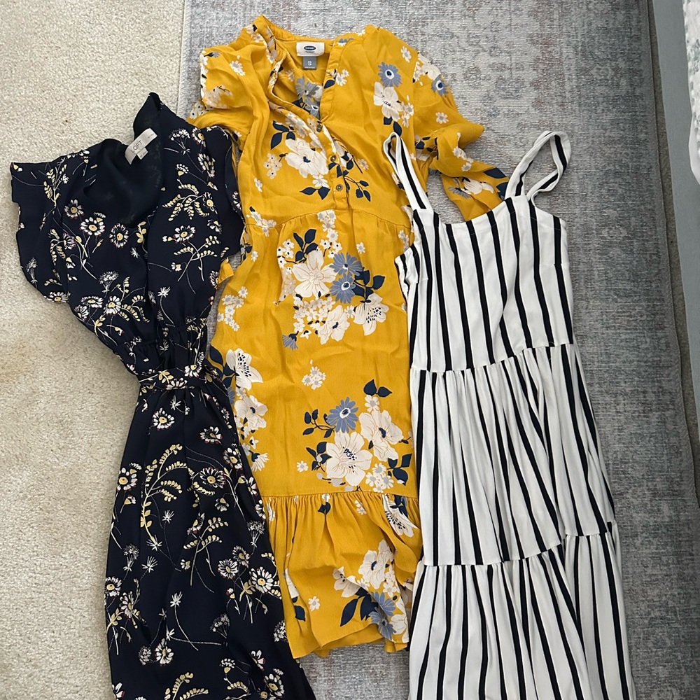 LOFT Women's Dresses - Floral Yellow, Floral Navy, Striped Black and White